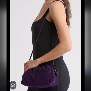 NWT Rebecca Minkoff Tie Me Up Pouch PurpleClutch Crossbody Black Crystals